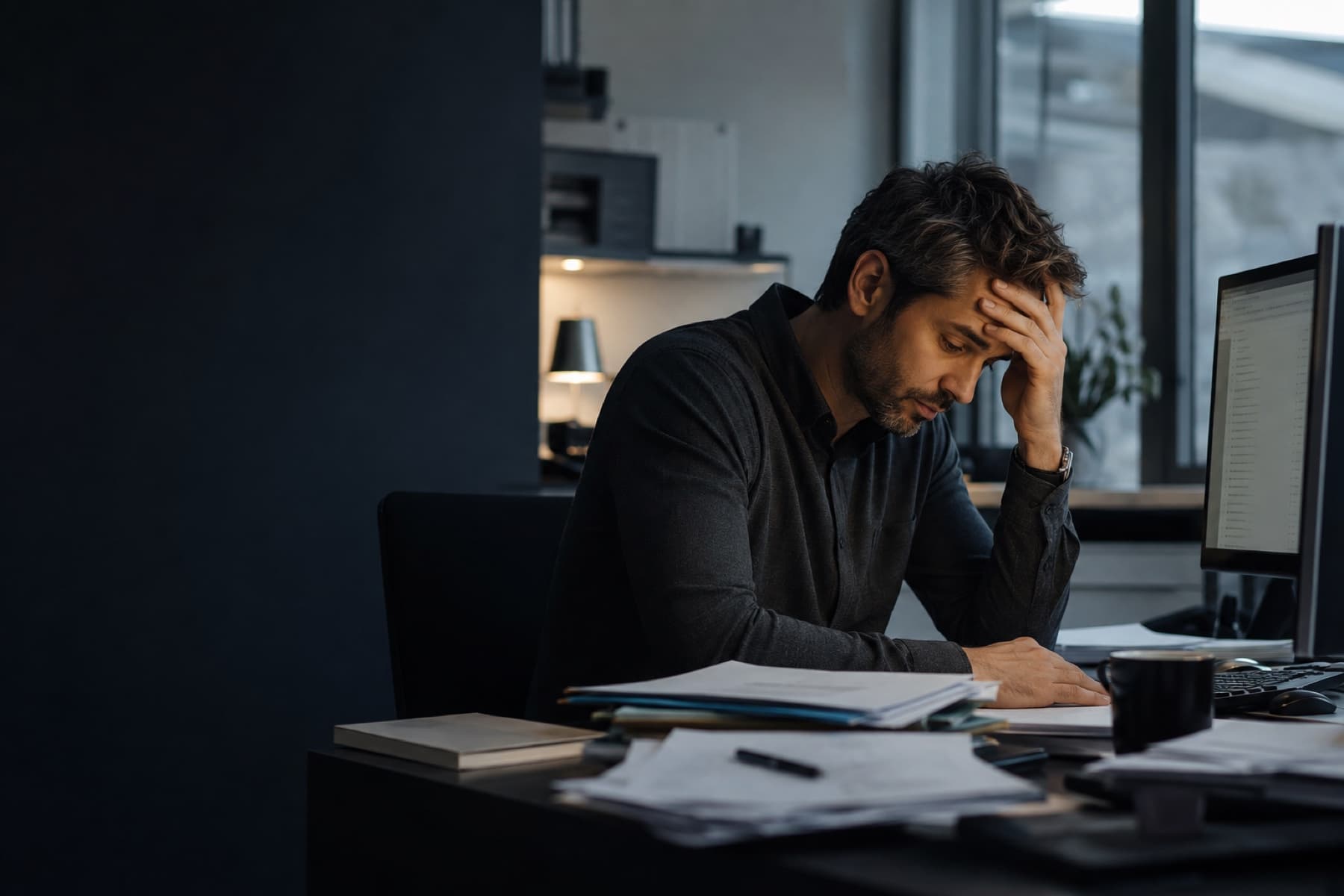 A professional overwhelmed by repetitive administrative work